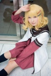 blonde_hair cosplay dress hiokichi jacket kneehighs oomuro_sakurako yellow_eyes yuruyuri rating:Safe score:0 user:pixymisa