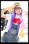 blouse cap cosplay dr._slump glasses gloves norimaki_arale overalls purple_hair zero_inch rating:Safe score:0 user:xkaras