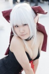 choker cleavage corset cosplay elf_ears hairbow ma_ga_ochiru_yoru momoka_(ii) sheliss_elleness_zurbach white_hair rating:Safe score:1 user:pixymisa
