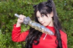 ageha blouse blue_eyes cosplay fate/series fate/stay_night hairbows sword tohsaka_rin twintails rating:Safe score:0 user:pixymisa