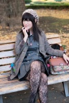 black_legwear coat dress hat kasumi_siro necklace pantyhose shoulder_bag rating:Safe score:0 user:pixymisa
