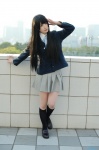 akiyama_mio blazer blouse cosplay kneesocks k-on! makise_anji pantyhose pleated_skirt school_uniform skirt rating:Safe score:2 user:nil!