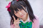blouse bowtie cardigan cosplay hairbows love_live!_school_idol_project misaki pink_eyes twintails yazawa_niko rating:Safe score:0 user:pixymisa