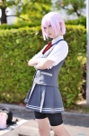 ageha bike_shorts blouse cosplay gloves kantai_collection pink_hair pleated_skirt school_uniform shiranui_(kantai_collection) shorts skirt vest rating:Safe score:0 user:nil!