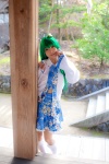 cosplay detached_sleeves green_hair kochiya_sanae lenfried miniskirt skirt socks touhou rating:Safe score:0 user:nil!