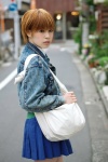 cardigan denim_jacket ohtsuki_amo pleated_skirt shoulder_bag skirt rating:Safe score:0 user:pixymisa