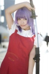 blouse cosplay jumper katana kisa mawari_madoka purple_hair sword tenjou_tenge rating:Safe score:0 user:nil!