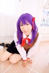 blouse cosplay fate/series fate/stay_night hair_ribbons matou_sakura purple_hair sachi_budou school_uniform skirt socks vest rating:Safe score:0 user:nil!