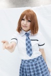 blouse cosplay hagiwara_yukiho idolmaster nito_ryoka pleated_skirt school_uniform skirt tie rating:Safe score:0 user:pixymisa