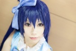 arm_warmers blue_hair cosplay dress hairbow love_live!_school_idol_project shizuki_minato sonoda_umi yellow_eyes rating:Safe score:0 user:pixymisa