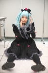 blouse blue_hair bonnet cosplay forest kaieda_kae kuroi_alice pantyhose skirt rating:Safe score:0 user:nil!