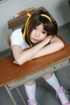 cosplay gym_uniform hairband hair_ribbons higurashi_rin kneesocks suzumiya_haruhi suzumiya_haruhi_no_yuuutsu tshirt rating:Safe score:0 user:nil!