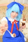 blouse blue_hair cirno cosplay hairbow jumper shizuku touhou rating:Safe score:0 user:nil!