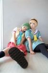 blonde_hair cosplay green_hair hairband higurashi_no_naku_koro_ni houjou_satoko pantyhose school_uniform socks sonozaki_mion tagme_model rating:Safe score:0 user:nil!