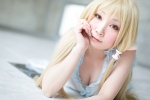 blonde_hair chii_(chobits) chobits cleavage cosplay dress hazuki_minami rating:Safe score:1 user:nil!