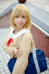 arihara_ayumi blonde_hair bookbag cosplay hatsukoi_limited miniskirt pleated_skirt sailor_uniform school_uniform skirt sweater umi rating:Safe score:0 user:pixymisa