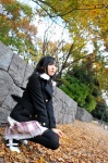 coat fall leaves miniskirt plaid sakurai_hinoki skirt sweater thighhighs rating:Safe score:3 user:nil!
