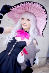 bowtie cosplay dress elbow_gloves gloves melty okoge petticoat plushie shining_hearts white_hair witch_hat rating:Safe score:0 user:pixymisa