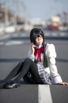 akemi_homura blouse cosplay glasses hairband neko panties pantyhose pleated_skirt puella_magi_madoka_magica school_uniform skirt rating:Safe score:6 user:nil!