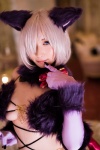 animal_ears bed blonde_hair cat_ears cleavage cosplay dangerous_beast elbow_gloves fate/grand_order fate/series gloves jill_(ii) marshmallow_beast mash_kyrielight rating:Safe score:0 user:nil!