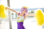 cheerleader cosplay dress hairbow hiiragi_tsukasa lucky_star mimi pom_poms purple_hair rating:Safe score:1 user:nil!