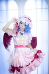 blue_hair cosplay dress dress_lift hat maropapi remilia_scarlet touhou touhou_ningyou_fuminori_shirizu_2 wings rating:Safe score:0 user:nil!