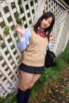blouse bookbag kayama_rei kneesocks pleated_skirt school_uniform skirt sweater_vest rating:Safe score:1 user:nil!
