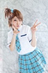 cosplay futami_ami hozu_kirin idolmaster pleated_skirt school_uniform side_ponytail skirt tie rating:Safe score:0 user:pixymisa