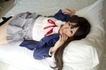 bed blazer blouse cosplay kneesocks k-on! nakano_azusa pleated_skirt school_uniform skirt tsukihana_rin twintails rating:Safe score:0 user:nil!