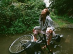 ando_sayaka bicycle hoodie mud pond sandals track_suit wet rating:Safe score:2 user:nil!