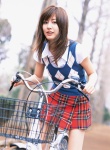 bicycle blouse miniskirt plaid skirt sugimoto_yumi sweater_vest rating:Safe score:0 user:nil!