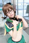 akizuki_ritsuko cosplay croptop glasses hairbow idolmaster microphone miniskirt ohtsuki_amo ribbon_tie skirt twin_braids rating:Safe score:0 user:pixymisa