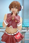 cosplay enuko fingerless_gloves gloves headset meiko miniskirt shorts skirt vest vocaloid rating:Safe score:0 user:nil!