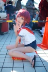 cosplay i-168_(kantai_collection) kantai_collection one-piece_swimsuit ponytail red_hair sailor_uniform sakuya_mikoto school_uniform swimsuit rating:Safe score:2 user:nil!