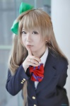aya_(vi) blazer blonde_hair blouse cosplay hairbow love_live!_school_idol_project minami_kotori school_uniform side_ponytail rating:Safe score:0 user:nil!