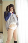 blazer blouse cosplay kneesocks k-on! nakano_azusa panties pleated_skirt rinrin_sutairu school_uniform skirt skirt_lift tsukihana_rin twintails rating:Safe score:0 user:nil!