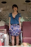 blouse bra cleavage iwasa_mayuko miniskirt open_clothes ponytail skirt rating:Safe score:0 user:nil!