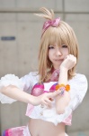 blonde_hair blouse cosplay croptop hairbow miniskirt pokemon skirt tagme_character yuria_(ii) rating:Safe score:0 user:nil!