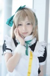 apron blonde_hair cosplay dress hairbow hino_(ii) love_live!_school_idol_project maid maid_uniform minami_kotori rating:Safe score:0 user:nil!