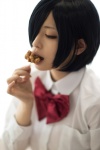 blouse bow cosplay food hair_over_one_eye kirishima_touka school_uniform tokyo_ghoul usagi rating:Safe score:0 user:Kryzz
