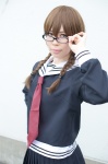 biko_mio cosplay durarara!! glasses orihara_kururi pleated_skirt sailor_uniform school_uniform skirt twin_braids rating:Safe score:0 user:nil!