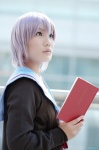 books cardigan cosplay nagato_yuki nagatsuki purple_hair sailor_uniform school_uniform suzumiya_haruhi_no_yuuutsu rating:Safe score:0 user:nil!
