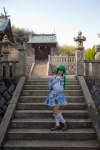 cosplay detached_sleeves green_hair kochiya_sanae lenfried miniskirt skirt socks touhou rating:Safe score:0 user:nil!