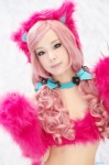 animal_ears bikini_top cat_ears cosplay himekawa_azuru kuma-chan paw_gloves pink_hair swimsuit twintails rating:Safe score:0 user:nil!