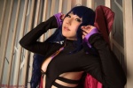 blue_hair bodysuit cape cleavage cosplay deep_rabbit macross macross_frontier macross_frontier:_itsuwari_no_utahime saku sheryl_nome rating:Safe score:2 user:nil!