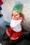 ari cosplay green_hair iwasaki_minami lucky_star miniskirt pantyhose pleated_skirt sailor_uniform school_uniform skirt rating:Safe score:0 user:nil!