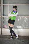 blouse bowtie cosplay green_hair headset idolmaster michiko miniskirt otonashi_kotori skirt thighhighs vest rating:Safe score:1 user:pixymisa