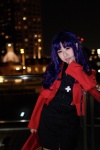 beret cosplay dress jacket katsuragi_misato makiron neon_genesis_evangelion pantyhose purple_hair sheer_legwear rating:Safe score:0 user:pixymisa