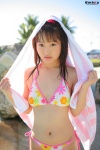 bikini cleavage moriyama_kana ponytail side-tie_bikini swimsuit towel wet rating:Safe score:0 user:nil!