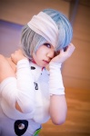 ayanami_rei bandages blue_hair bodysuit cosplay neon_genesis_evangelion plugsuit taku_anko rating:Safe score:2 user:nil!